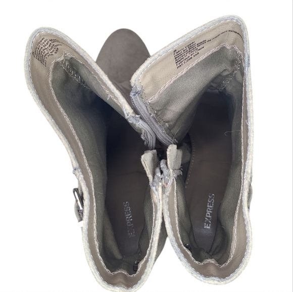 EXPRESS Faux Suede Buckle Strap Side Zip Ankle Boots Taupe Size 8 - Picture 5 of 16